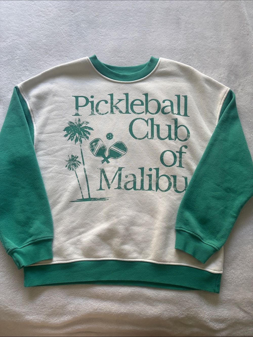 Grayson Threads Green & White Pickleball Club of Malibu Crewneck